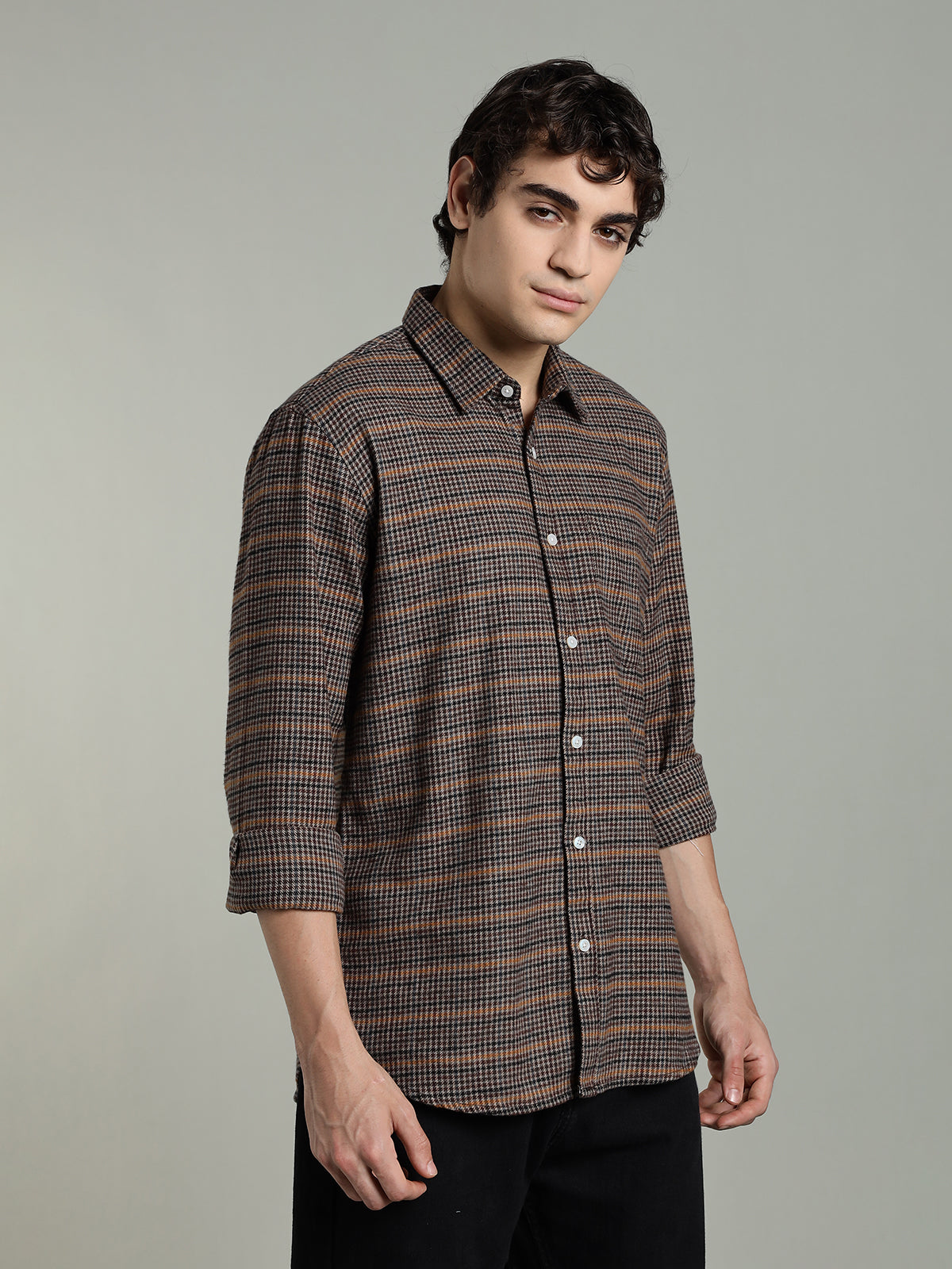 RARE Flannel Brushed Brown Cotton Shirt