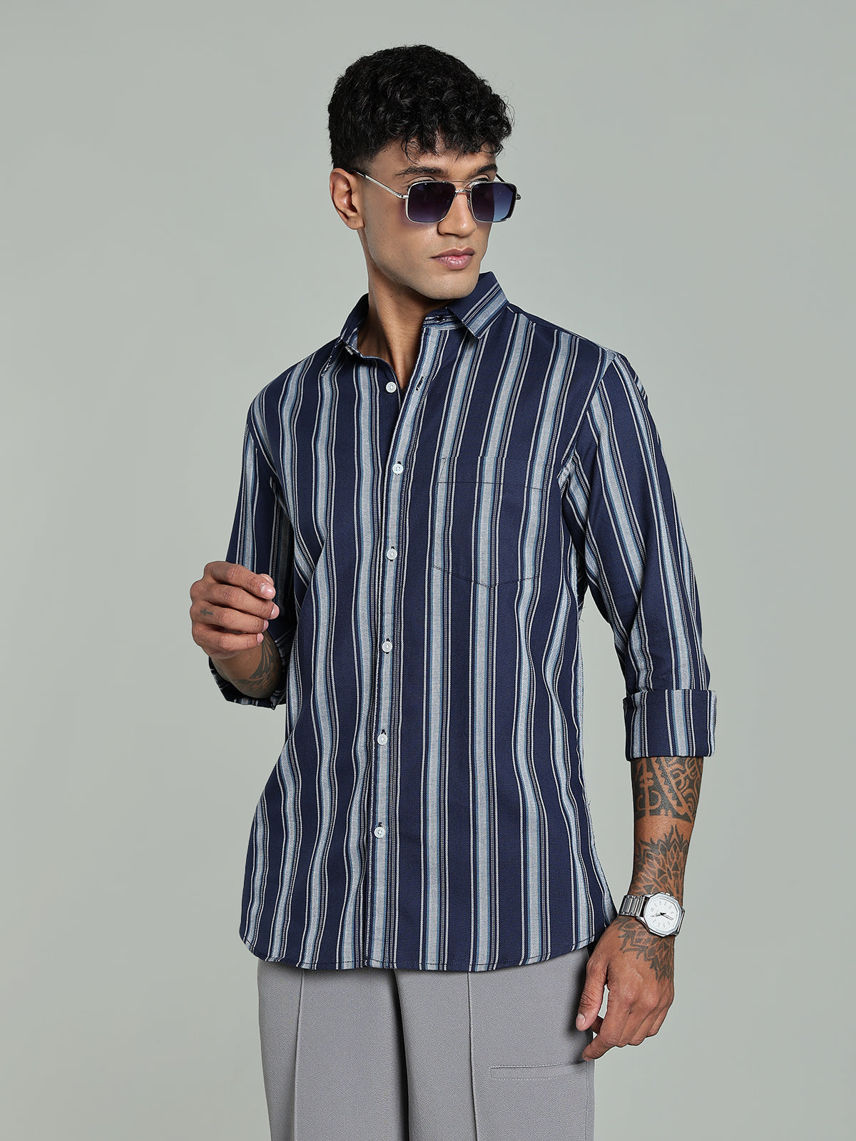 DELLA Blue Stripe Cotton Shirt