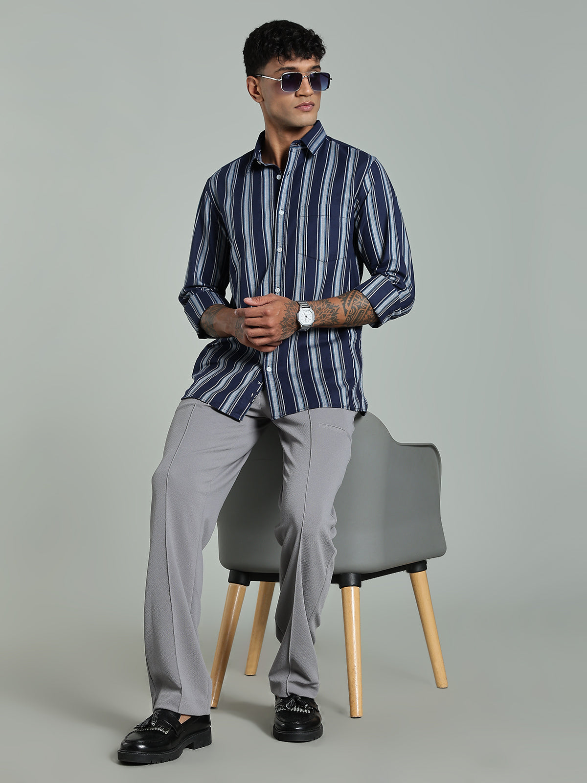 DELLA Blue Stripe Cotton Shirt