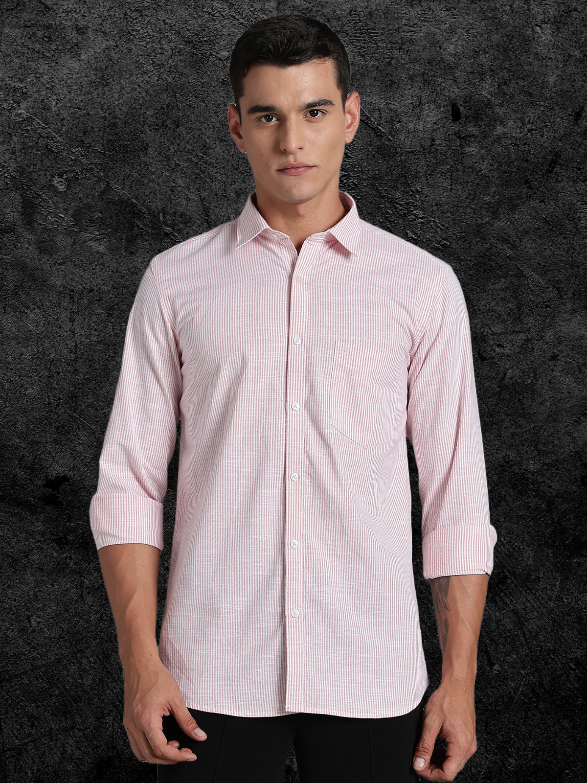 CALVIN Light Pink stripe Oxford Cotton Shirt