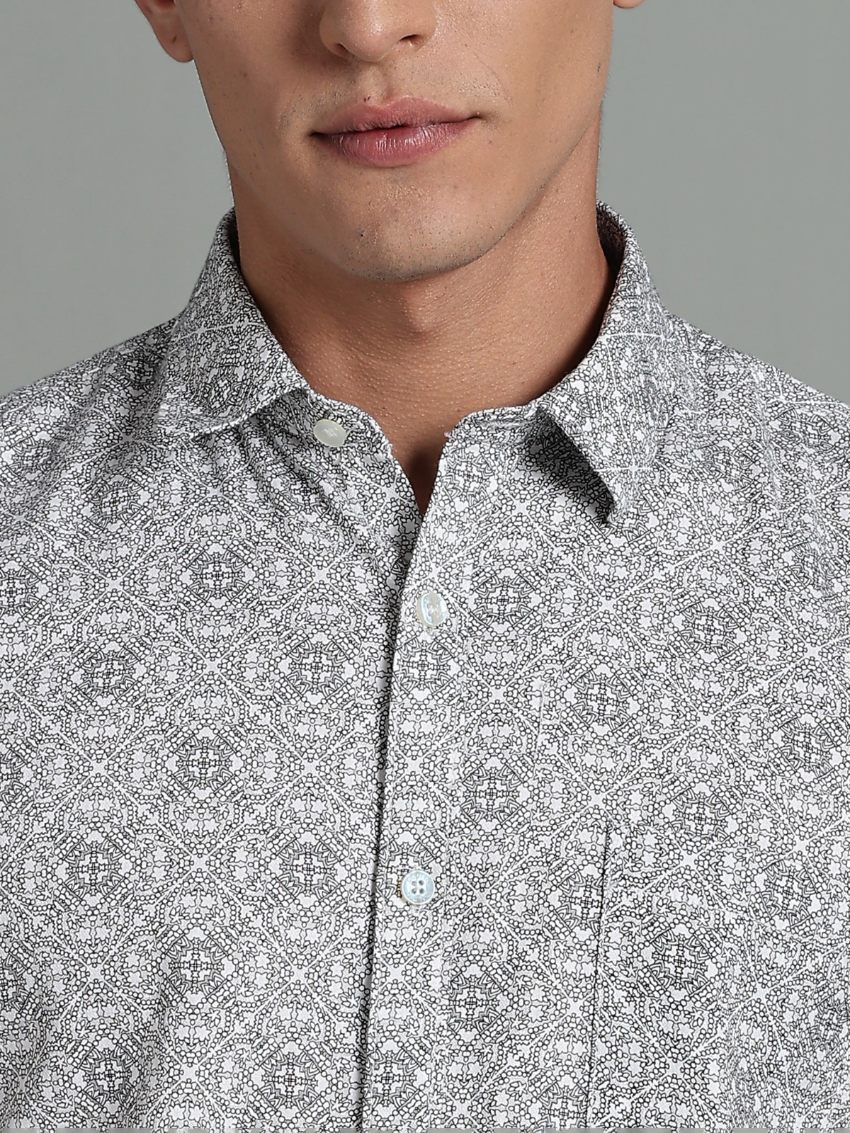 Dobby Cotton Half Sleeve Print Shirt