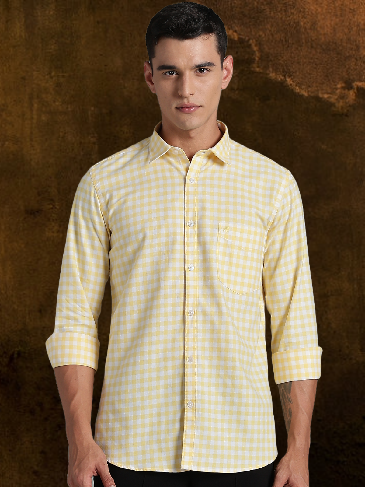PIRATE Yellow Checks Oxford Cotton Shirt