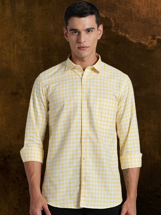 PIRATE Yellow Checks Oxford Cotton Shirt