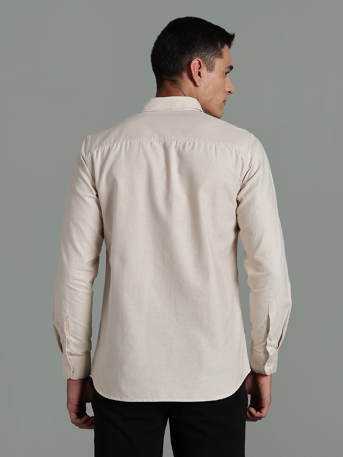 Oxford Beige Plain Cotton Shirt