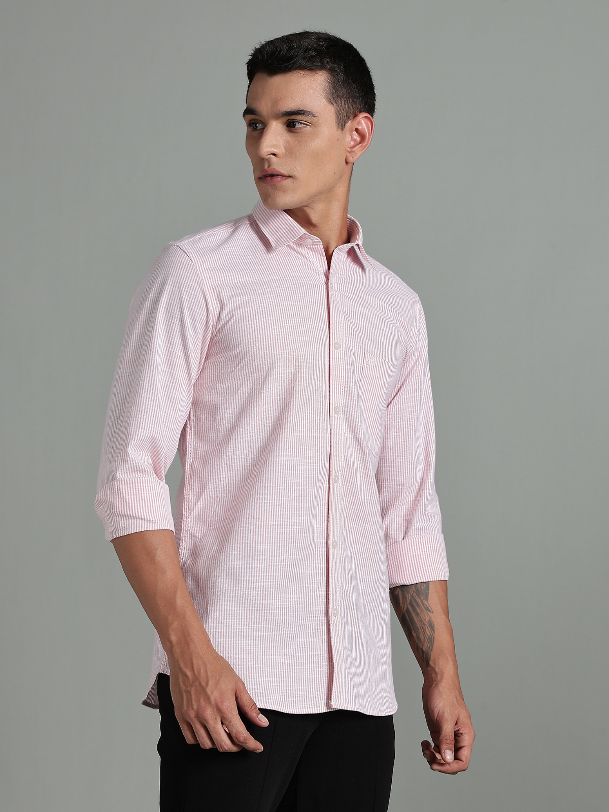 CALVIN Light Pink stripe Oxford Cotton Shirt
