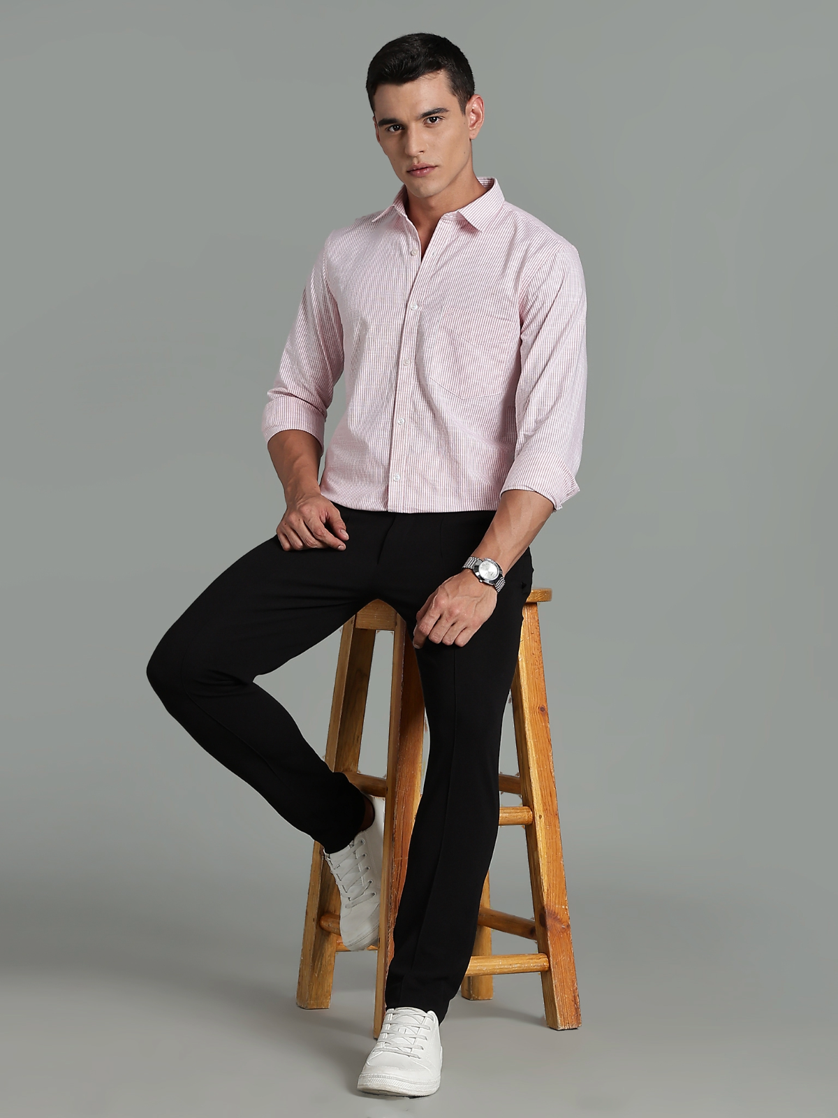 CALVIN Light Pink stripe Oxford Cotton Shirt