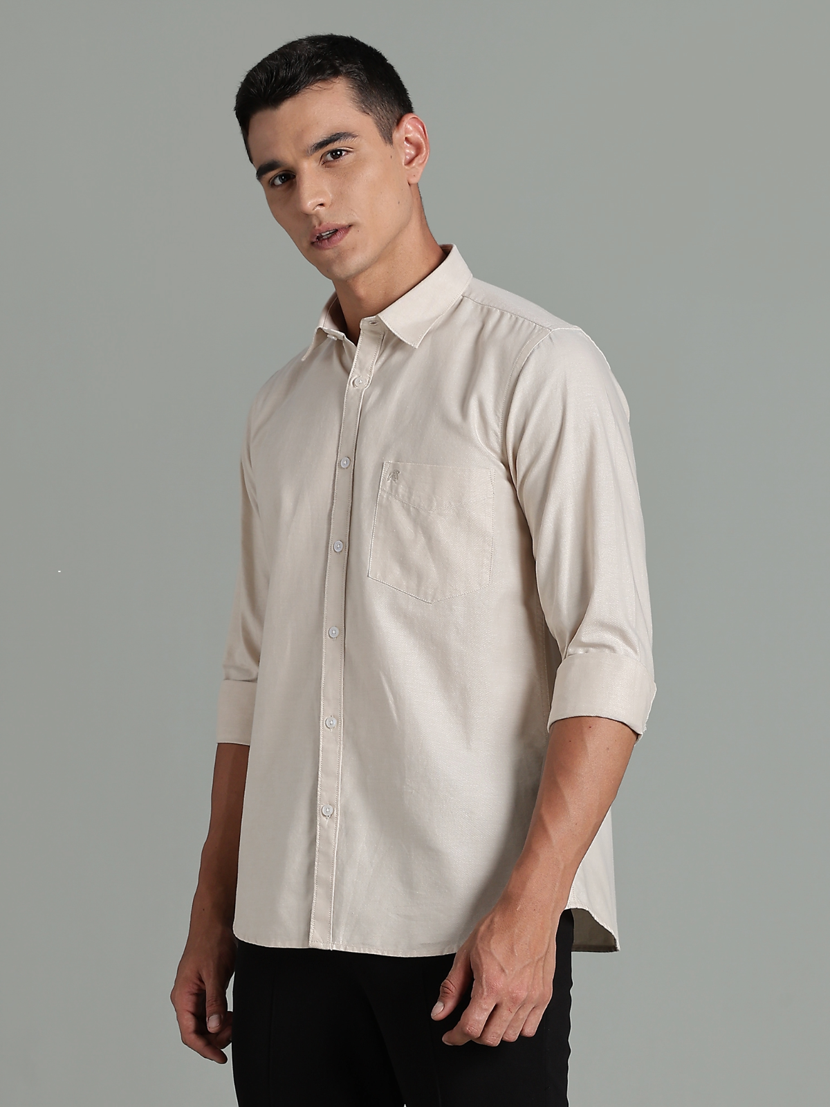Oxford Beige Plain Cotton Shirt