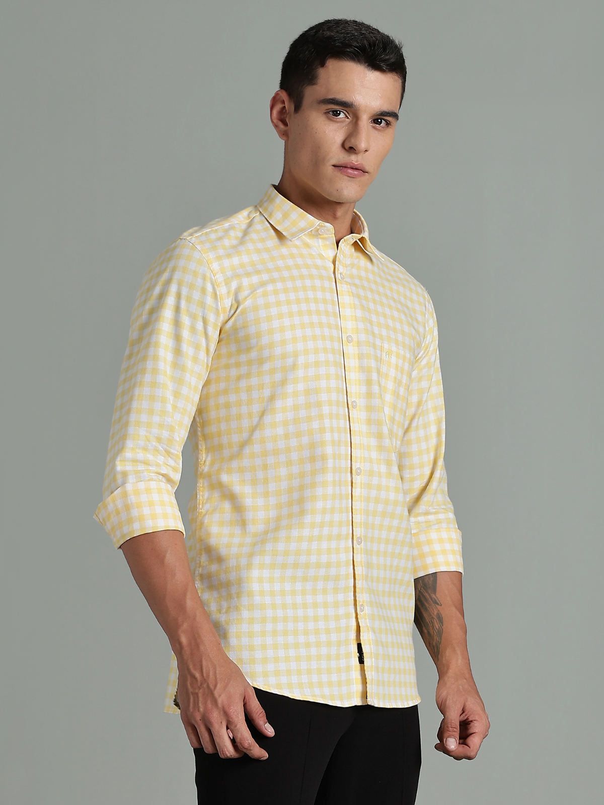 PIRATE Yellow Checks Oxford Cotton Shirt
