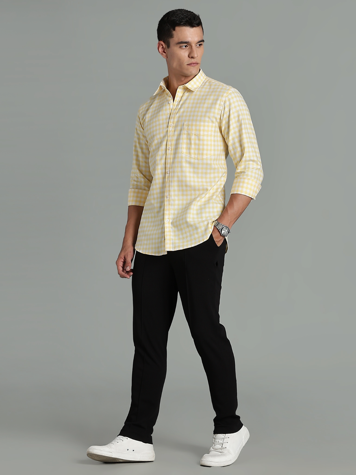 PIRATE Yellow Checks Oxford Cotton Shirt