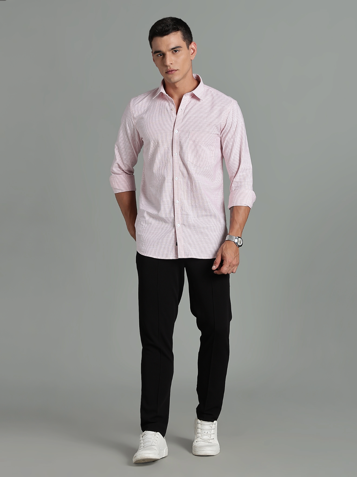 CALVIN Light Pink stripe Oxford Cotton Shirt