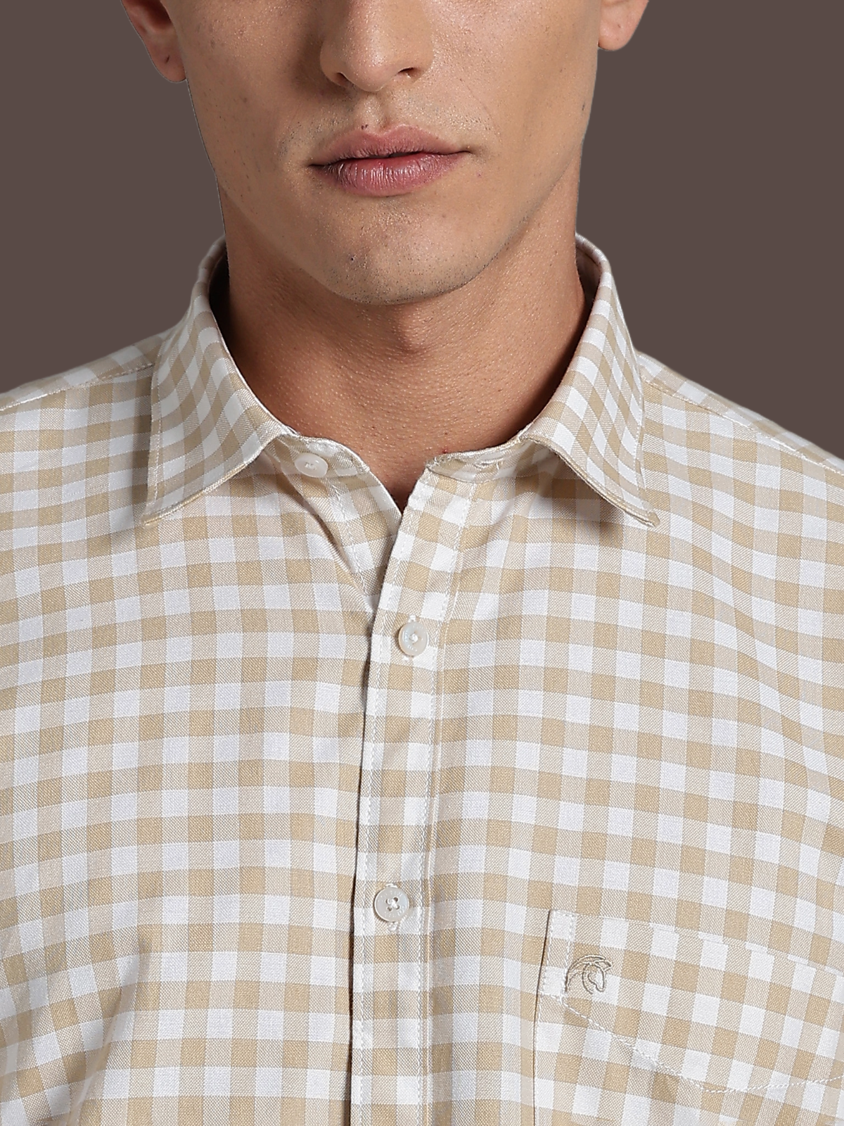 PIRATE Light Brown Checks Oxford Cotton Shirt