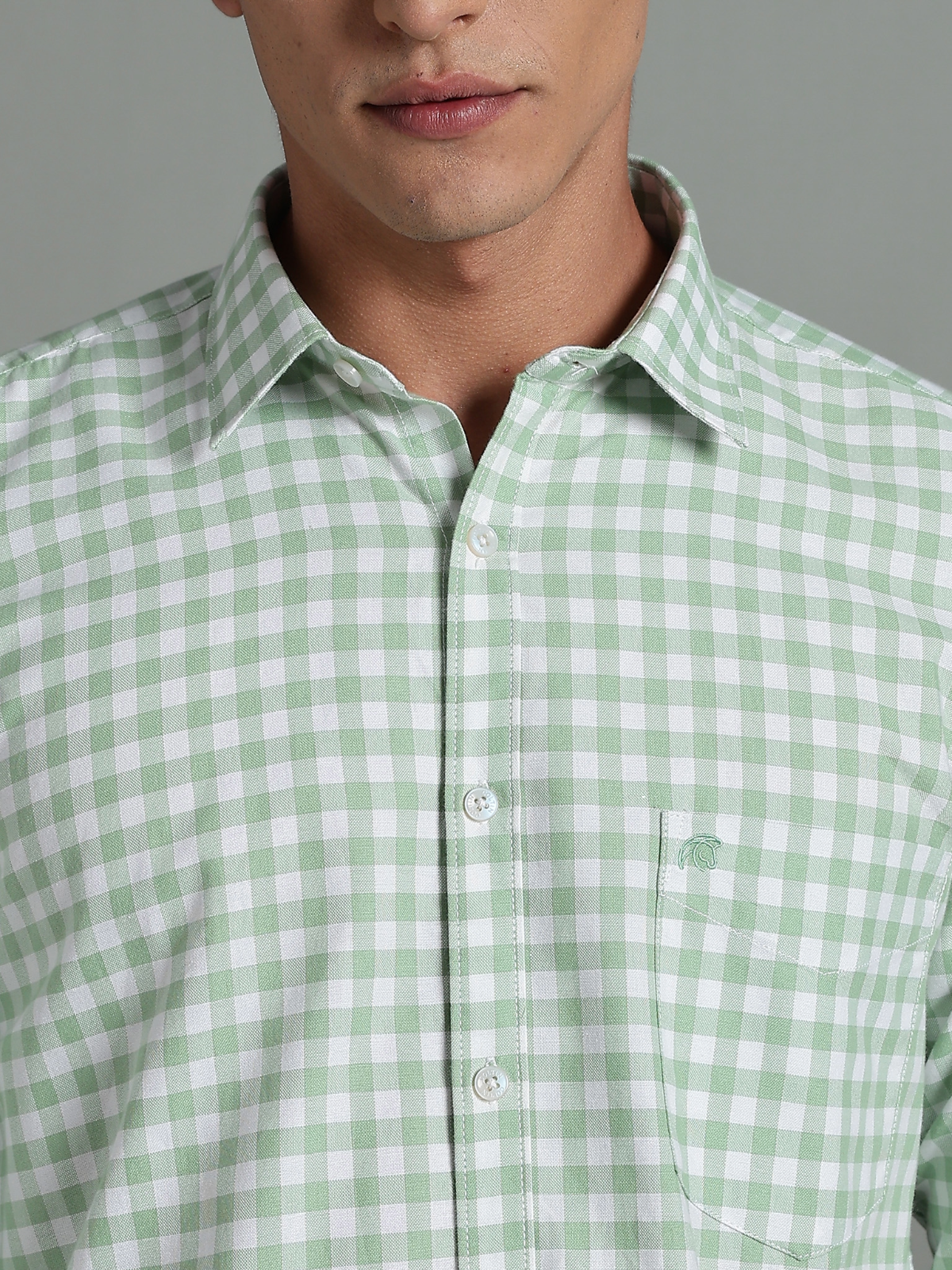 PIRATE Parrot Green Checks Oxford Cotton Shirt