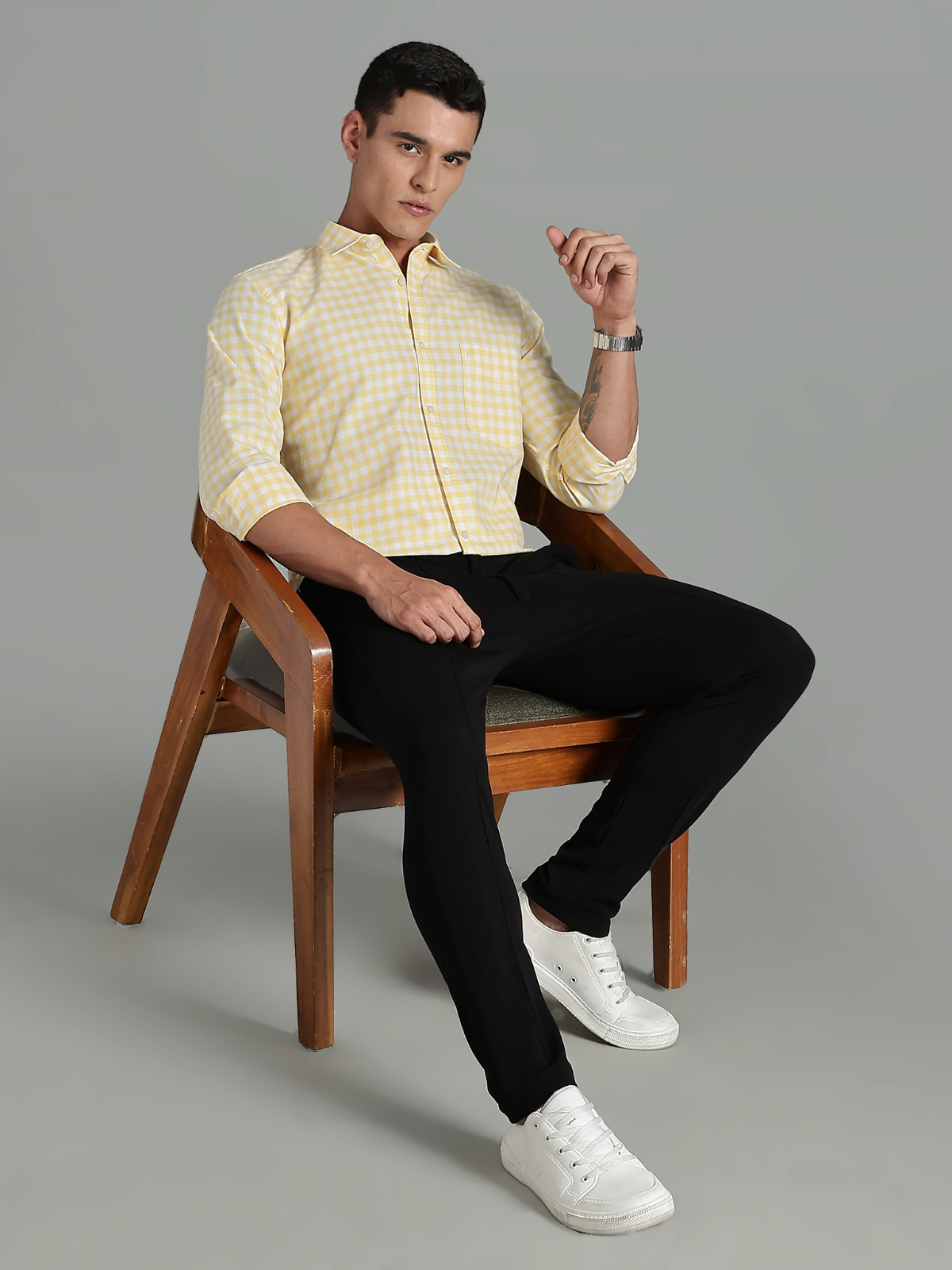 PIRATE Yellow Checks Oxford Cotton Shirt