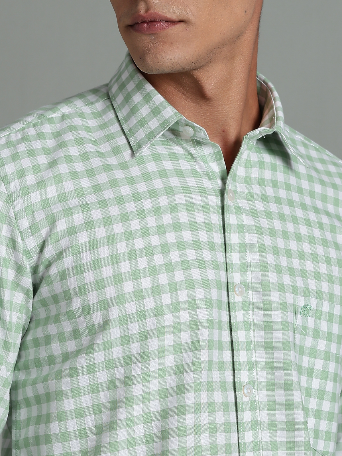 PIRATE Parrot Green Checks Oxford Cotton Shirt