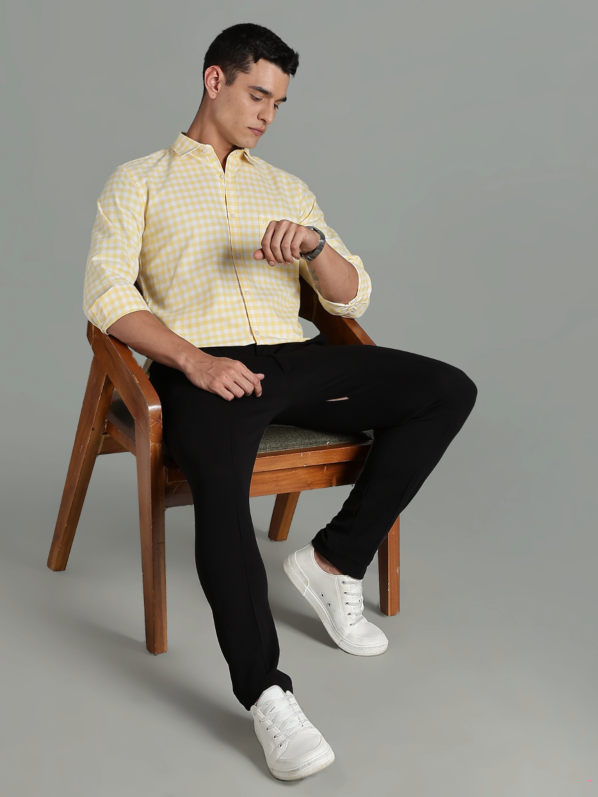 PIRATE Yellow Checks Oxford Cotton Shirt