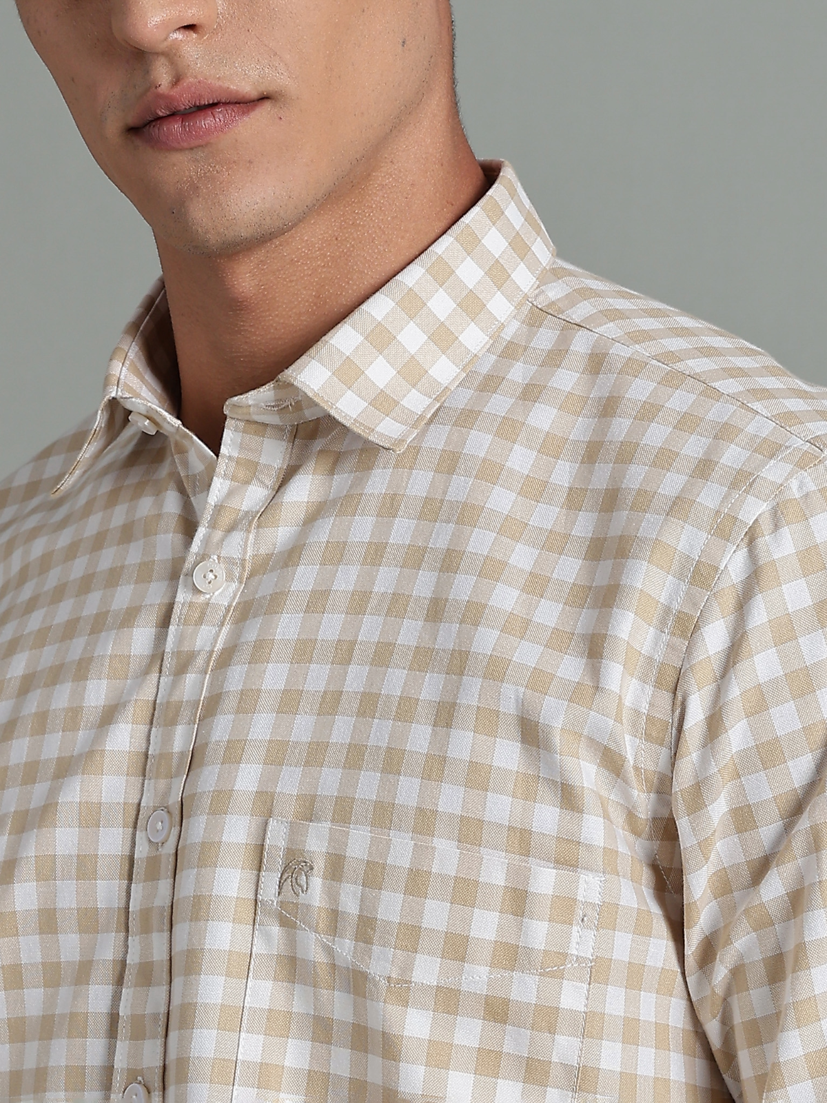 PIRATE Light Brown Checks Oxford Cotton Shirt