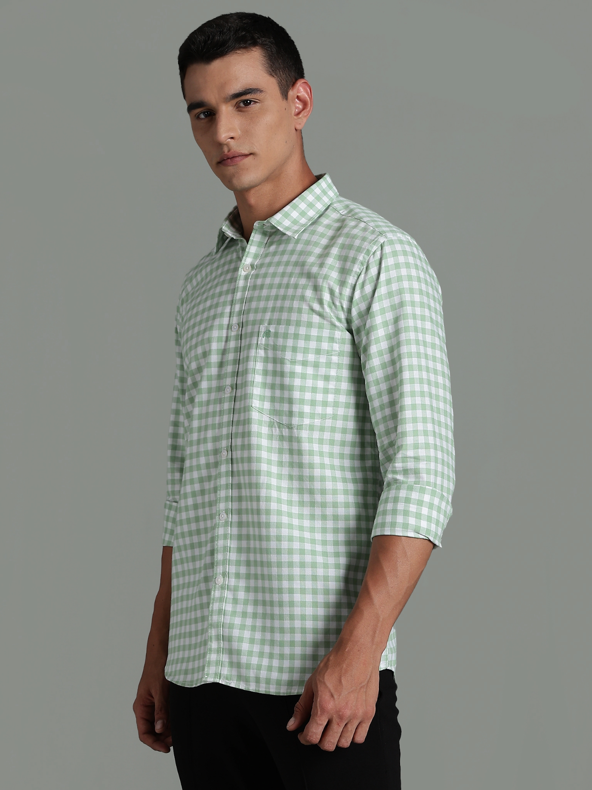 PIRATE Parrot Green Checks Oxford Cotton Shirt