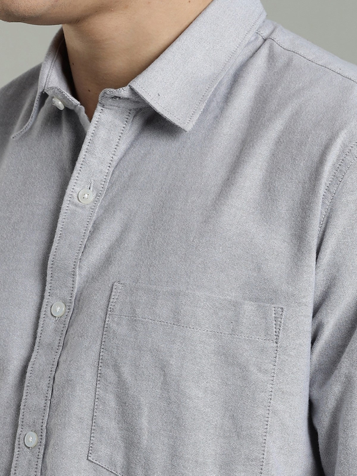 Oxford Grey Brushed Cotton Shirt