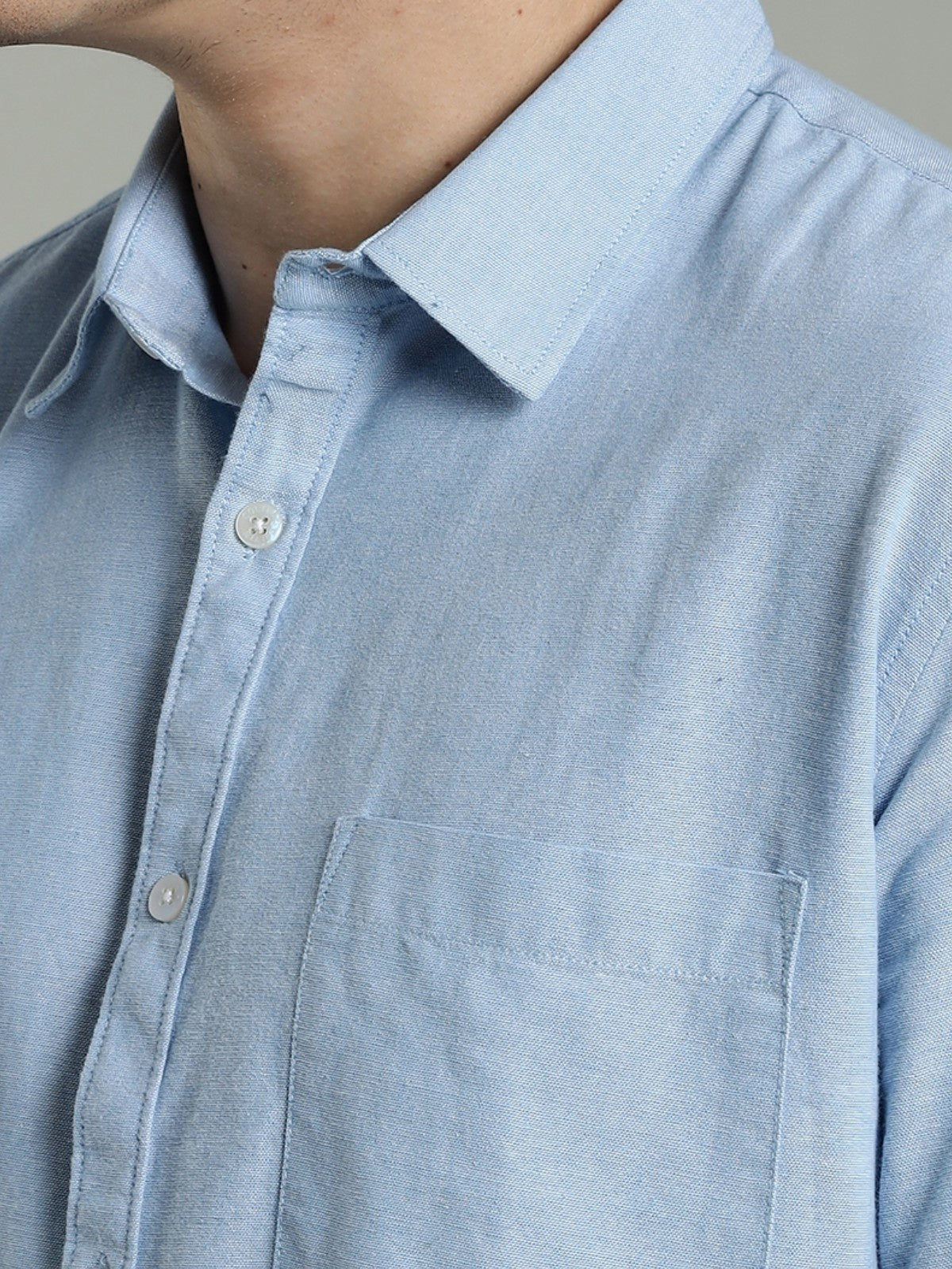 Chambray Oxford Sky Blue Cotton Shirt